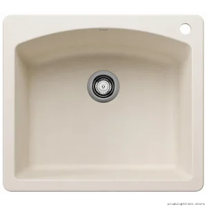 Durability Enhanced Single Bowl Top Mount Silganrit Kitchen Sink in Soft White | Blanco