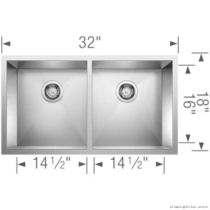 Blanco Stainless Steel Double Bowl Undermount Kitchen Sink