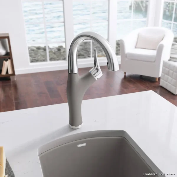 Blanco Stainless Steel Pull Down Kitchen Faucet with Truffle Finish - Image 2