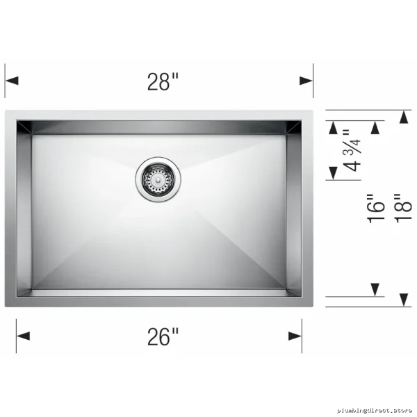 Stainless Steel Single Bowl Undermount Kitchen Sink Satin Finish - Blanco - Image 2