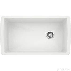 Silgranit White Undermount Kitchen Sink - DiamondU Model #Blanco SuperSingle
