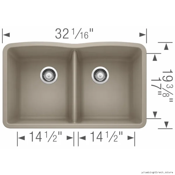 Modern Dual-Bowl Undermnt Slnk – Diamond BLANCO TRAFFLE in Rich Tuffles - Image 2