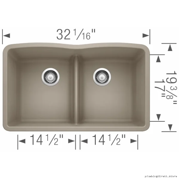 Blanco Truffle Diamond U 2-Bowl Low Divide Undermount Silgranit Sink