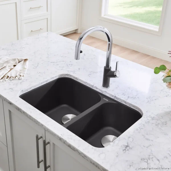 Blanco Cinder Undermount Double Bowl Silgranit Kitchen Sink - Image 2