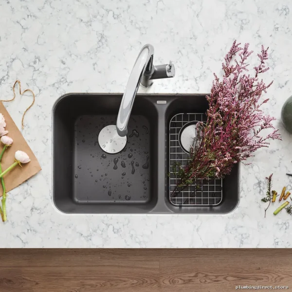 Blanco Cinder Undermount Double Bowl Silgranit Kitchen Sink - Image 3