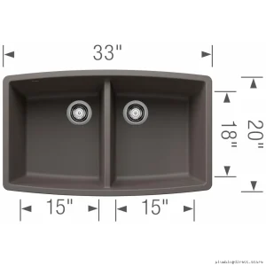 Blanco Undermount Silgranit Double Bowl Kitchen Sink in Volcano Gray
