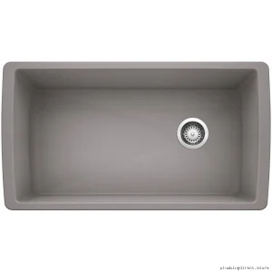 Undermount Diamond U Silgranit Kitchen Sink by Blanco - Metallic Gray 401631