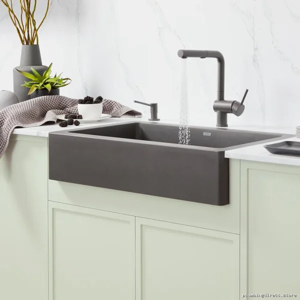 Blanco Vintera 30 Single Bowl Silgranit Kitchen Sink in Volcano Gray - Image 2