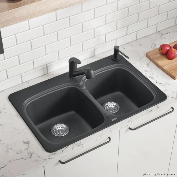 Blanco Vienna 210 Drop-In Silgranit Sink - 1.75 Bowl Anthracite Kitchen Sink - Image 2