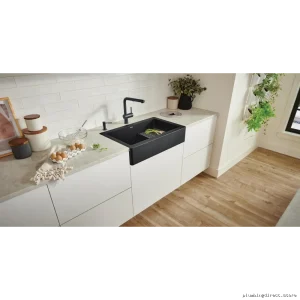 Vintera 33-inch 2 Bowl Apron Front Silgranit Sink Cinder 402591 Blanco