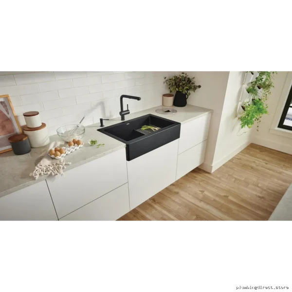 Vintera 33-inch 2 Bowl Apron Front Silgranit Sink Cinder 402591 Blanco