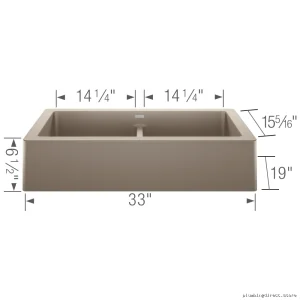 Blanco Vintera 33 Silgranit Double Bowl Kitchen Sink in Truffle