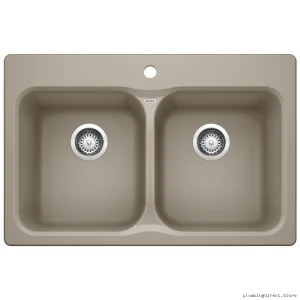 Vision 210 Dual-Bowl Drop-In Silgranit Sink - Truffle Color 401145 Blanco