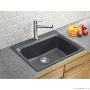 Vision Durable Stain-Resistant 1 Bowl Drop-In Silgranit Sink - Cinder 401401 Blanco