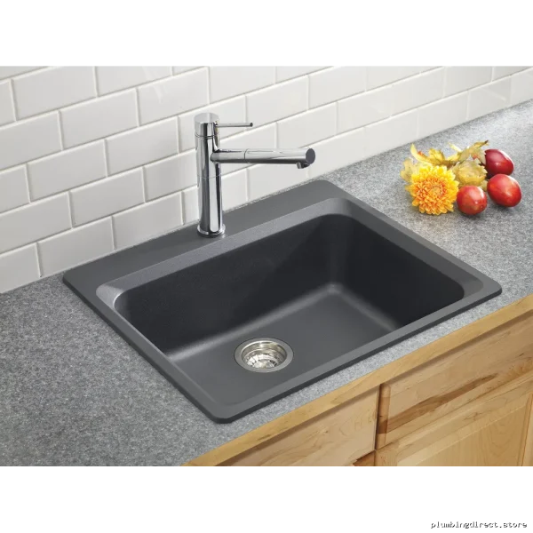 Vision Durable Stain-Resistant 1 Bowl Drop-In Silgranit Sink - Cinder 401401 Blanco
