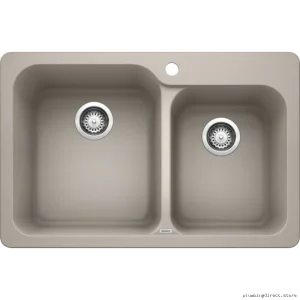 Blanco Vision Drop-In Sink 1.75 Bowl Concrete Gray Silgranit Composite Stainless Steel
