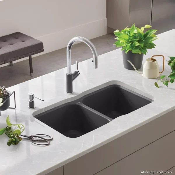Blanco Vision U Undermount Sink - 2 Bowls, Silgranit, Cinder Finish 401398 - Image 2