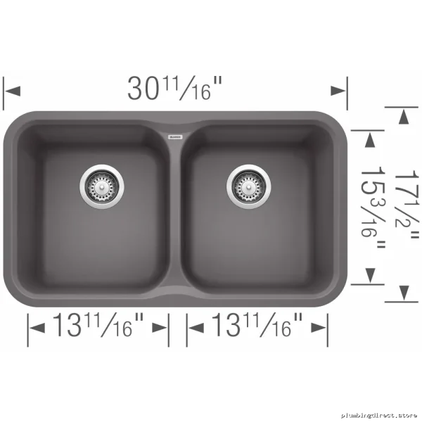 Blanco Vision U Undermount Sink - 2 Bowls, Silgranit, Cinder Finish 401398 - Image 3