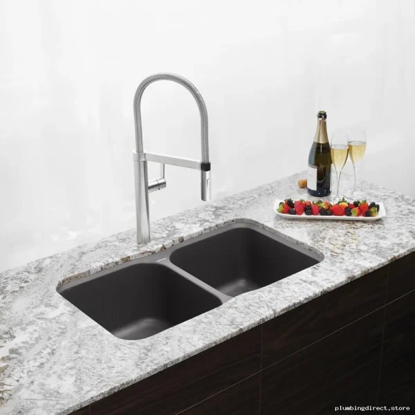 Blanco Vision U Undermount Sink - 2 Bowls, Silgranit, Cinder Finish 401398