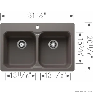 Blanco Volcano Gray Two Bowl Drop-In Silgranit Kitchen Sink