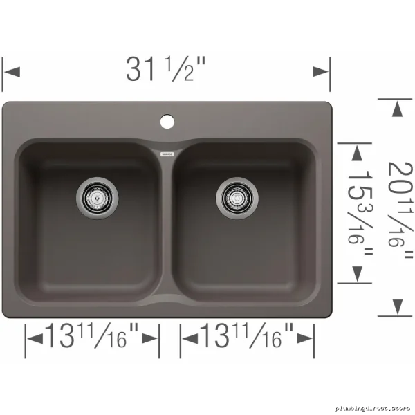 Blanco Volcano Gray Two Bowl Drop-In Silgranit Kitchen Sink