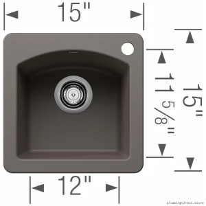 Blanco Volcano Gray Silgranit Drop-In Sink - Compact 1-Bowl Diamond Design