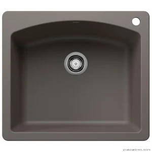 Blanco Volcano Gray Silgranit Drop-In Sink - Single Bowl Diamond Design