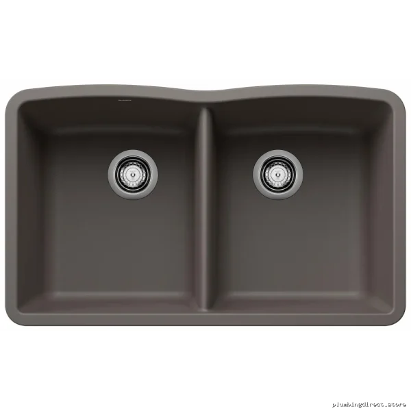 Blanco Volcano Gray Silgranit Undermount Sink - 2 Diamond U-Shaped Bowls 402908 - Image 2