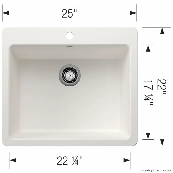Blanco White 25-inch Dual Mount Kitchen Sink with Single Bowl - Image 2