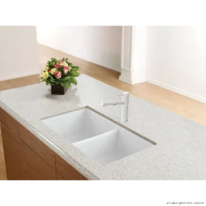 Blanco White Silgranit Undermount Kitchen Sink 2 Bowl U-Shaped Design