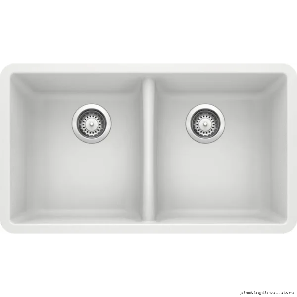 Blanco White Silgranit Undermount Kitchen Sink 2 Bowl U-Shaped Design - Image 2