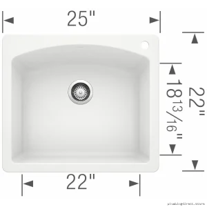 Blanco White Silgranit Drop-In Kitchen Sink with Diamond 1 Bowl