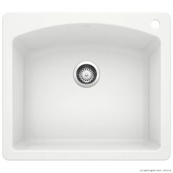 Blanco White Silgranit Drop-In Kitchen Sink with Diamond 1 Bowl - Image 2