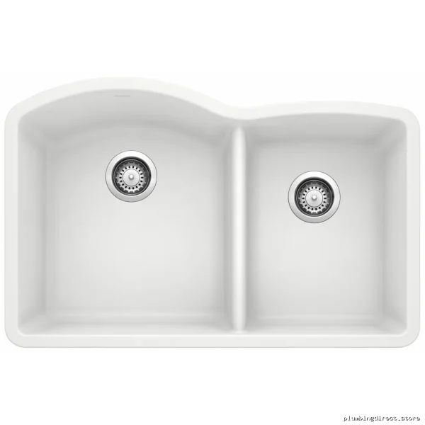 Blanco White Silgranit Undermnt Kitchen Sink with Dual Basin - Image 2