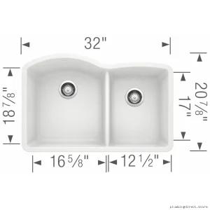 Blanco White Silgranit Undermnt Kitchen Sink with Dual Basin
