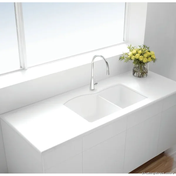 Blanco White Silgranit Undermnt Kitchen Sink with Dual Basin - Image 3