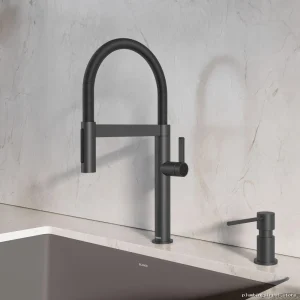 BlancoCulina II Matte Black Mini Kitchen Faucet with Spring Pulldown Spray 527481
