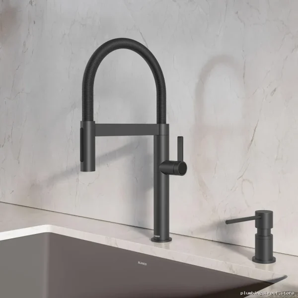 BlancoCulina II Matte Black Mini Kitchen Faucet with Spring Pulldown Spray 527481