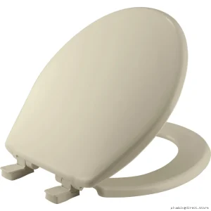Bemis Bone White Round Toilet Seat with Cover Easy Clean Plastic 730SLEC