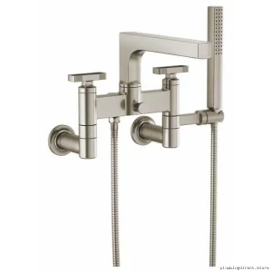 Brilliance Luxury Nickle Tub Filler Set w/ Dual Handles & Knobs - Body Assembly Separate
