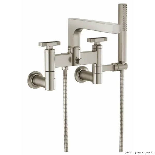 Brilliance Luxury Nickle Tub Filler Set w/ Dual Handles & Knobs - Body Assembly Separate