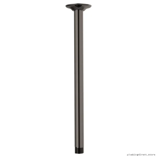 14-Inch Ceiling-Mounted Shower Arm with Round Flange - Black Onyx Finish - Brizo RP100470BNX
