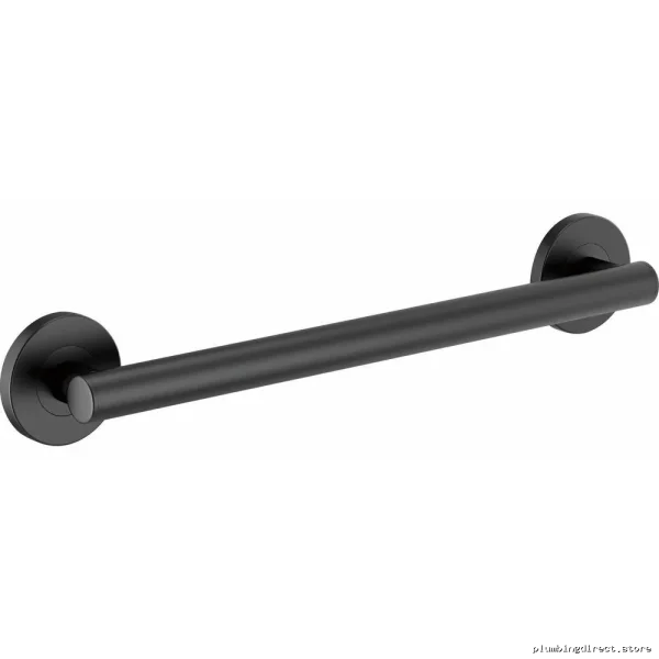 Brizo Matte Black 18-Inch Euro Round Grab Bar for Bathroom Safety 69475-BL