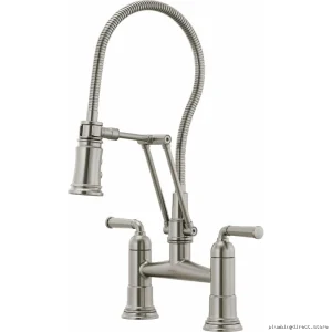 Brizo 62174LF-SS Adjustable Bridge Faucet with Ready-to-Use Hose in Durable Stainless Steel