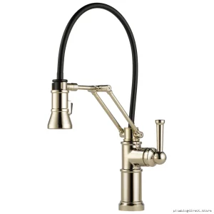 Brizo Fully Articulating Kitchen Faucet with Pulldown Spray Head - Polished Nickel Finish, Model 63225LF-PN