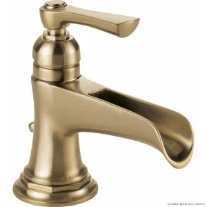 Brilliance Luxe Gold Single Hole Bathroom Faucet with Channel Spout Design | Low Flow 1.2 GPM | Brizo 65061LF-GL-ECO