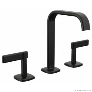 Brizo Allaria Widespread Faucet - Square Spout, Low-Flow 1.2 GPM, Fewer Handles, Matte Black 65368LF-BLLHP-ECO