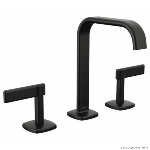 Brizo Allaria Widespread Faucet - Square Spout, Low-Flow 1.2 GPM, Fewer Handles, Matte Black 65368LF-BLLHP-ECO