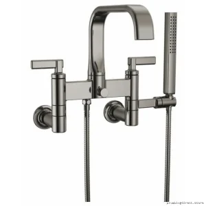 Brizo Allaria Two-Lever Handle Tub Fillers – Modern Chrome Design in Black OnyxFinish #T70368BNX Body Not Included