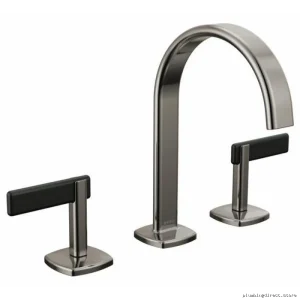 Brizo Allaria Widespread Bathroom Faucet, Low-Flow 1.2 GPM, Fewer Handles, Brilliance Black Onyx, ECO Model